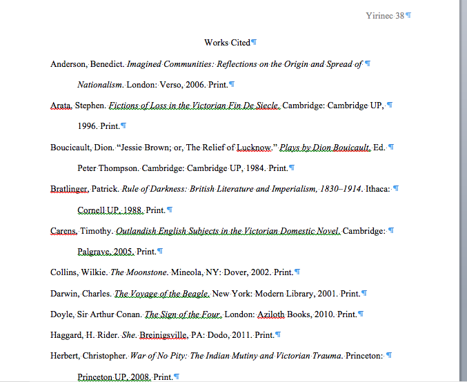 Formatting the Works Cited Page (MLA)