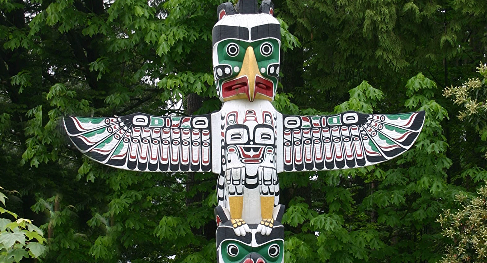 Semiotics: A totem pole has faces with many different meanings