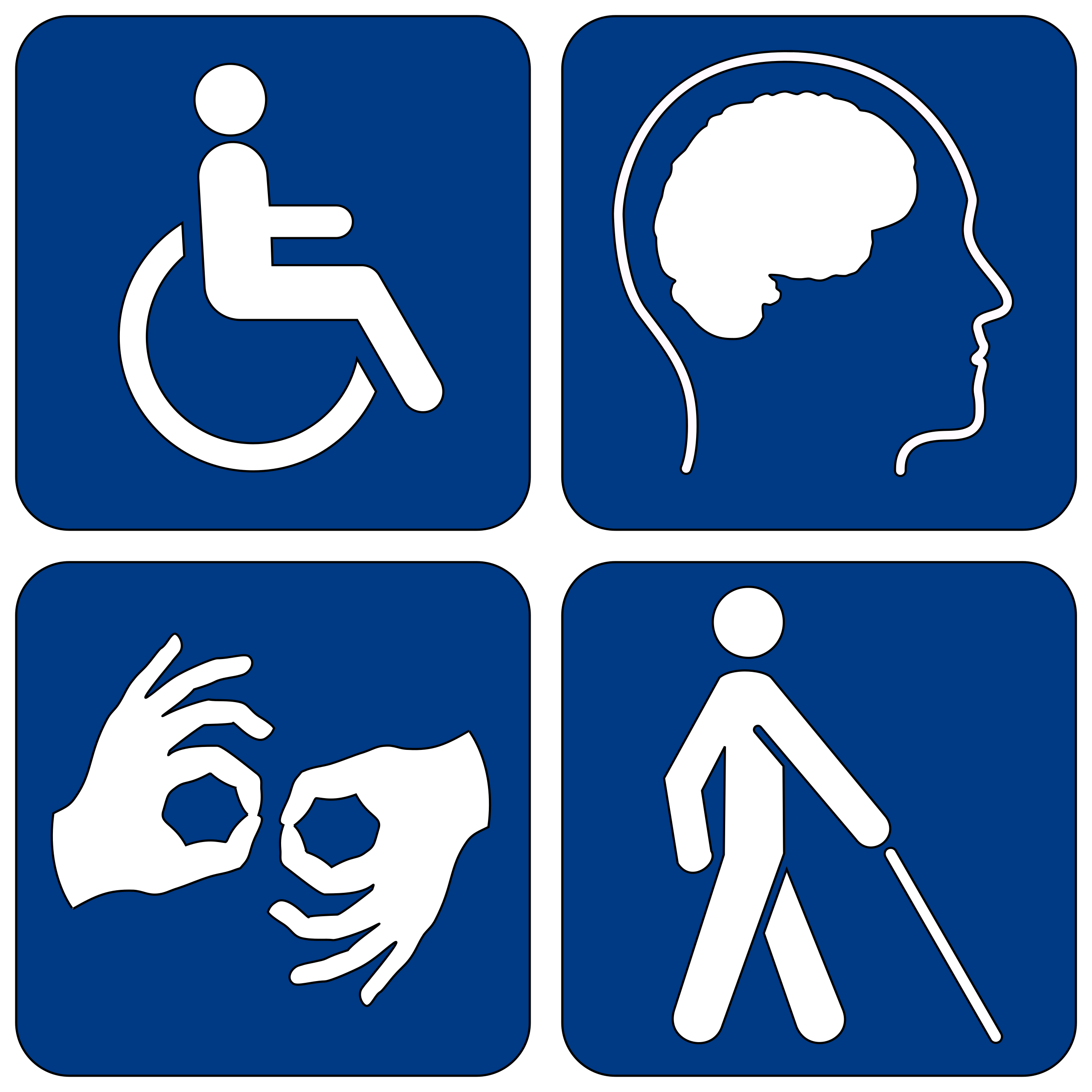 4 common pictograms depicting disability