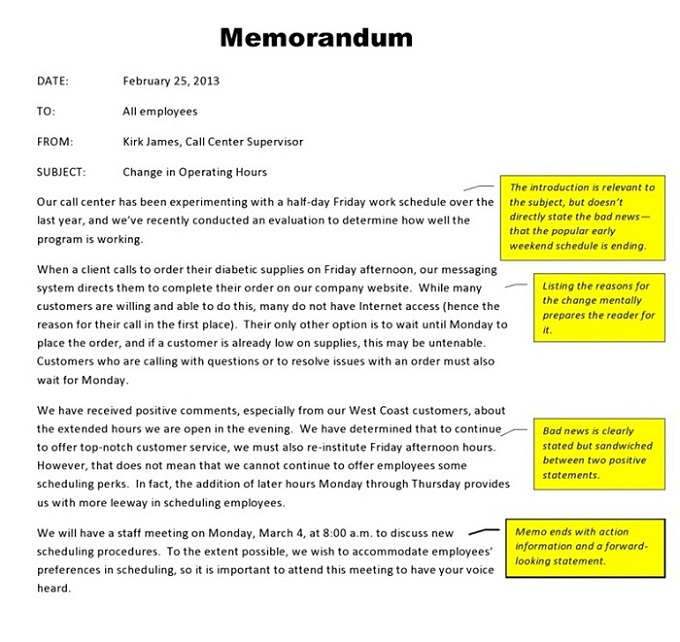 Memo Email Template from writingcommons.org